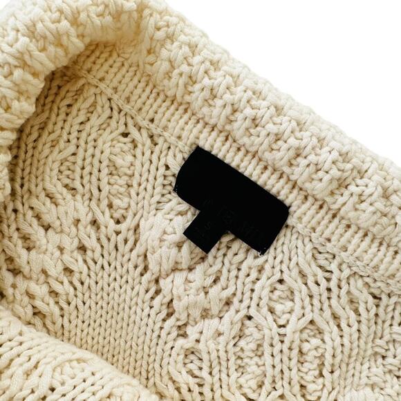 Intermix Women's Small Cable Knit One Shoulder Wool Sweater Neutral Knitwear - Picture 3 of 7